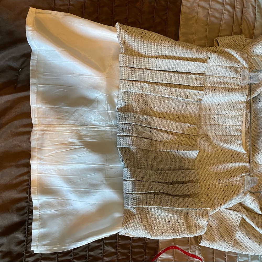 Anne Klein Women’s 2 Piece Suit Jacket & Skirt Cream with Black Flex Size 12 - Picture 12 of 13